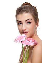 Image showing attractive natural woman beauty portrait flower isolated