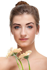 Image showing attractive natural woman beauty portrait flower isolated