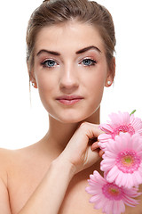 Image showing attractive natural woman beauty portrait flower isolated