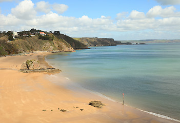 Image showing Tenby beach in April