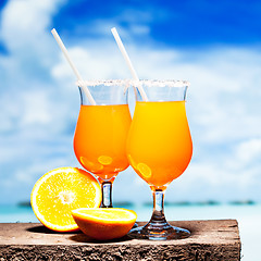 Image showing Two bocals of Tequila Sunrise cocktail