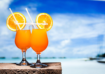 Image showing Two bocals of Tequila Sunrise cocktail