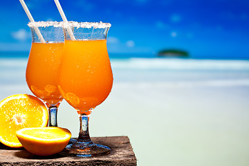 Image showing Two bocals of Tequila Sunrise cocktail