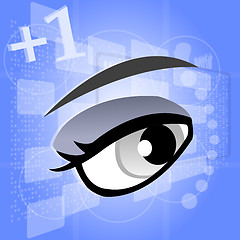 Image showing woman eye on digital touch screen, 3d