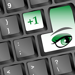Image showing Protection concept: Enter button with Eye on computer keyboard, 3d