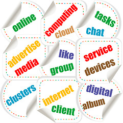 Image showing Abstract colorful illustration with various social and network words. Social networking theme