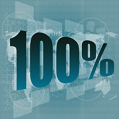 Image showing Marketing concept: words 100 is a marketing on digital screen