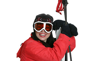 Image showing Female Skier