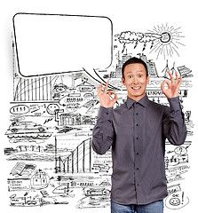 Image showing Asian Man Shows OK with Speech Bubble