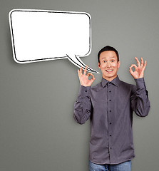 Image showing Asian Man Shows OK with Speech Bubble