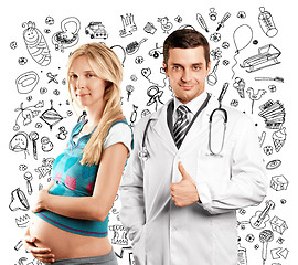 Image showing Pregnant Woman With Doctor