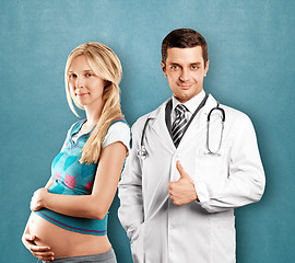 Image showing Pregnant Woman With Doctor