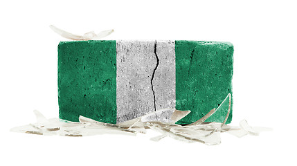 Image showing Brick with broken glass, violence concept