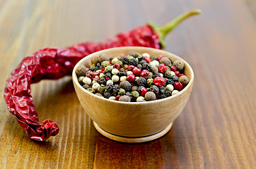 Image showing Peppers different in a bowl with chili hot peppers