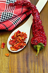 Image showing Pepper red hot chili with a napkin on board
