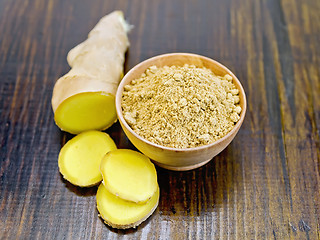 Image showing Ginger powder and root sliced