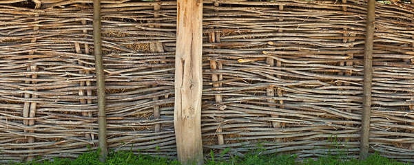 Image showing Old rural wicker fence