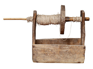 Image showing Ancient ukrainian wooden reel - tool for the production of yarn