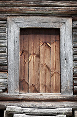 Image showing Old wooden rural door close-up