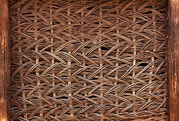 Image showing Wicker wall of old rustic warehouse