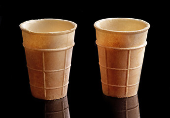 Image showing two empty ice cream waffle cones 