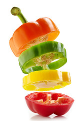 Image showing various colours paprika slices