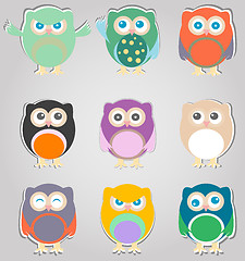 Image showing set of cute owls