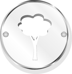 Image showing metal Tree on glossy metallic web button