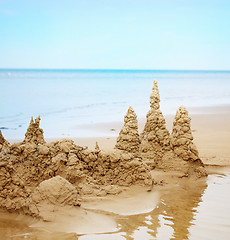 Image showing Sand Castle on Beach