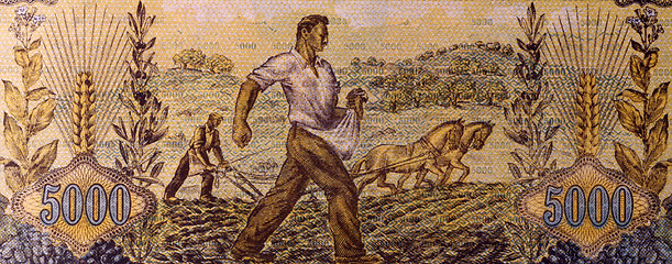 Image showing Farmers Sowing and Plowing