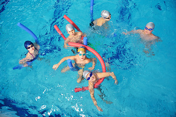 Image showing happy children group  at swimming pool