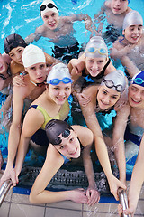 Image showing happy teen group  at swimming pool