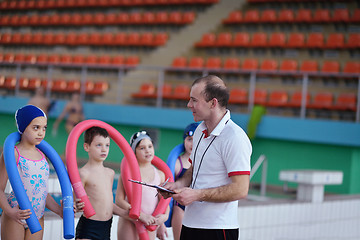 Image showing happy children group  at swimming pool