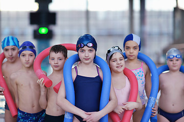 Image showing happy children group  at swimming pool