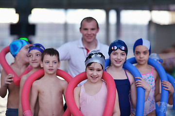 Image showing happy children group  at swimming pool