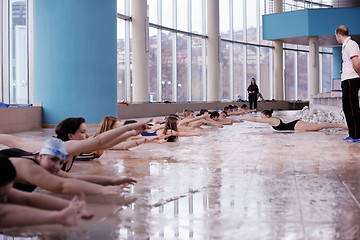 Image showing happy children group  at swimming pool