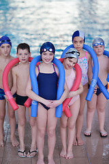 Image showing happy children group  at swimming pool