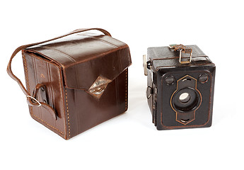 Image showing very old vintage camera on white background