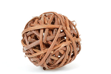 Image showing A decorative wicker wooden balls