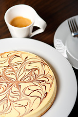 Image showing Cheese cake and espresso coffee