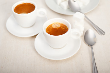 Image showing Italian espresso coffee and sugar cubes