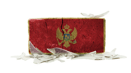 Image showing Brick with broken glass, violence concept