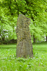 Image showing Wheatered old gravestone 