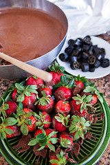 Image showing Strawberries chocolate and licorice