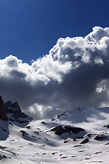 Image showing Snow mountains and blue sky