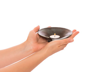 Image showing Candle in the hands