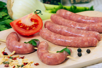 Image showing raw sausages