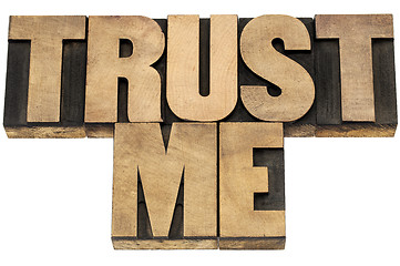 Image showing trust me in wood type