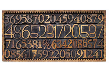 Image showing wood type numbers in a box