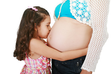 Image showing Wonderful pregnant woman with white background 